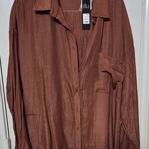 Fashion Nova Men's Lightweight Shirt Jacket in Rust